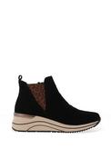 Remonte Suede Cheetah Detail Wedge Ankle Boots, Black image