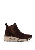 Remonte Suede Cheetah Detail Wedge Ankle Boots, Brown image