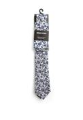 Remus Uomo Floral Tie &amp; Pocket Square, Dark Blue &amp; Grey image