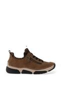 Rieker Womens Leopard Printed Leather Walking Shoe, Tan image