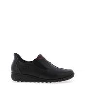 Rieker Womens Leather Extra Wide Comfort Slip On Shoe, Black