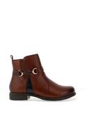 Rieker Womens Extra Wide Leather Flat Ankle Boots, Tan image