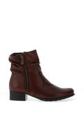 Rieker Womens Gathered Textured Leather Ankle Boots, Brown image