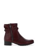Rieker Womens Gathered Textured Leather Ankle Boots, Wine image