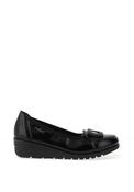 Rieker Womens Pebbled Faux Patent Slip on Pumps, Black image
