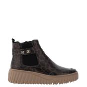 Rieker Womens Glossy Leopard Printed Ankle Boots, Grey image