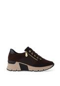 Rieker Womens Leather Quilted Trainers, Brown image
