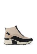 Rieker Womens Zip Front High Top Trainers, Stone &amp; Black image