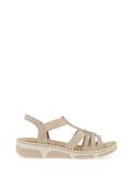 Rieker Womens T Bar Seashell Sandals, Beige image