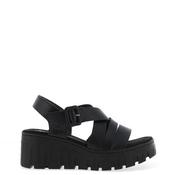 Rieker Womens Multi Strap Wedge Sandals, Black image