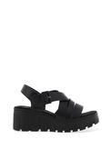 Rieker Womens Multi Strap Wedge Sandals, Black image