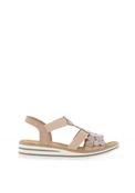 Rieker Womens Diamante Disc T Bar Sandals, Blush Pink image