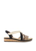 Rieker Womens Criss Cross Multi Strap Leopard Sandals, Black Multi image