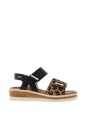 Rieker Womens Leopard Printed Velcro Chunky Strap Sandals, Black Multi image
