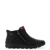 Rieker Womens Faux Pebbled Leather Fleece Low Ankle Boot, Black image