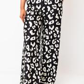 Robell Melly Animal Print Wide Leg Trousers, Black