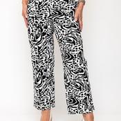 Robell Abstract Print Flare Leg Trousers, Black image