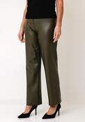 Robell Efi Straight Leg Faux Leather Trousers, Khaki Green image