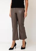 Robell Joella Faux Leather Cropped Flare Trousers, Taupe image