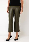 Robell Joella Faux Leather Cropped Flare Trousers, Khaki Green image