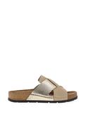Rohde Womens Leather Shimmer Criss Cross Mule, Gold image