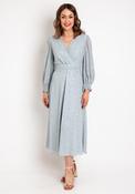 Role Mode Cataleya Gold Spotted Midi Dress, Baby Blue image