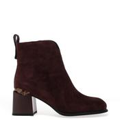 REDZ Fleece Lined Leopard Print Accent Heeled Boots, Wine image