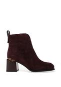 REDZ Fleece Lined Leopard Print Accent Heeled Boots, Wine image