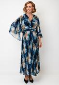 Samantha Jane Alice Floral Pleated Maxi Dress, Blue image