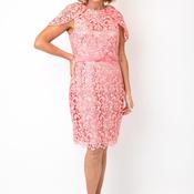 Samantha Jane Floral Lace Midi Dress, Coral image