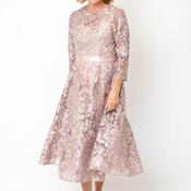 Samantha Jane Emily Embroidered Jacquard Midi Dress, Pink image