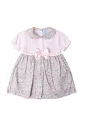 Sardon Baby Girls Knit and Bow Short Sleeve Dress, Pink