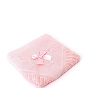 Sardon Baby Knit Shawl With Ribbon Bow, Pink