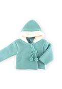 Sardon Baby Girl Knitted Faux Fur Hooded Jacket, Green image