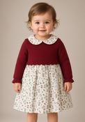 Sardon Baby Girl Knit Animal Print Dress, Red image