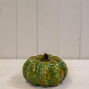 satchville Vintage Style Ceramic Pumpkin Ornament, Green image