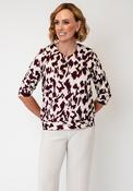 Se Moi Abstract Print Quarter Zip Top, Beige and Wine image