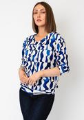 Se Moi Abstract Print Drawstring Detail Top, Blue &amp; Cream image
