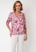 Se Moi Leaf Print Collar Top, Pink image