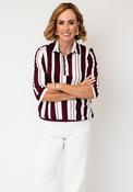 Se Moi  Striped Cropped Sleeve Blouse, Wine Multi image