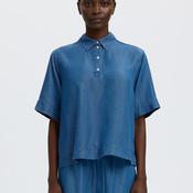 Selected Femme Denim-Look Polo Shirt, Blue image