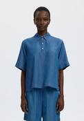 Selected Femme Denim-Look Polo Shirt, Blue image