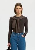Selected Femme Manja Long Sleeve Top, Brown image