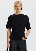 Selected Femme Woline Ruched T-Shirt, Black image