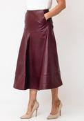 Selected Femme Olympia Leather Midi Skirt, Wine image