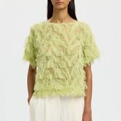 Selected Femme Myline Sheer Fringed Top, Green image
