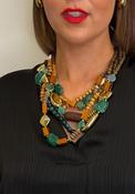Serafina Collection Layered Beaded with Discs Necklace, Brown Multi image