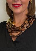 Serafina Collection Faceted Resin with Teardrop Accent Layered Necklace, Brown Multi image