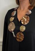 Serafina Collection Marbled Resin Disc Necklace, Beige Multi image