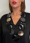 Serafina Collection Marbled Resin Disc Necklace, Black Multi image
